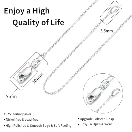 1.1mm Sterling Silver Cable Chain 16 in, view 4