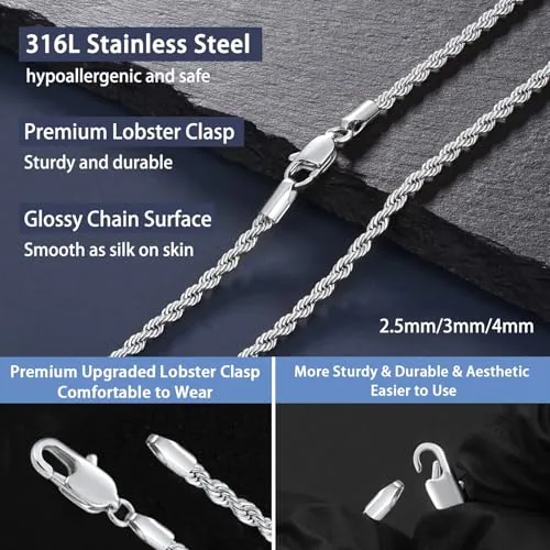 3mm Steel Rope Chain 20 in, view 3