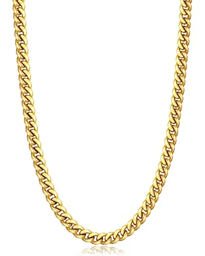 Men's 6mm 18K Gold over Steel Cuban Link Chain 22 in
