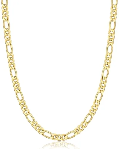 5.5mm 14K Gold Plated Figaro Chain 18 in
