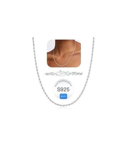 2mm Sterling Silver Rope Chain 20 in, Style JP-QW3GY