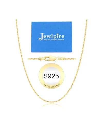 1.5mm 14K Gold over Sterling Silver Rope Chain 18 in, Style JP-LZSD6