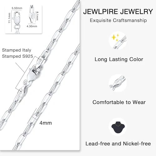 4mm Sterling Silver Paperclip Chain 18 in, view 4