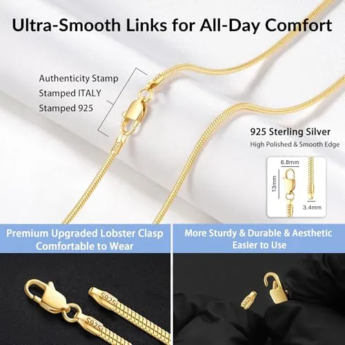 2.5mm 18K Gold Plated Chain Necklace 24 in, view 3