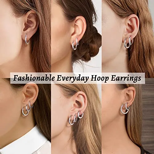20mm Sterling Silver Hoop Earrings Set, view 4