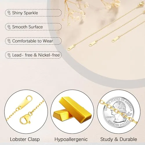 1.5mm 14K Gold Plated Anklet 4 in, view 3