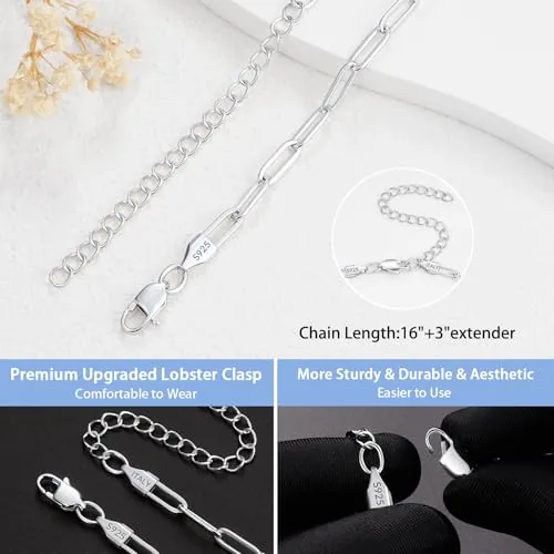 3mm Sterling Silver Paperclip Chain 3 in, view 3