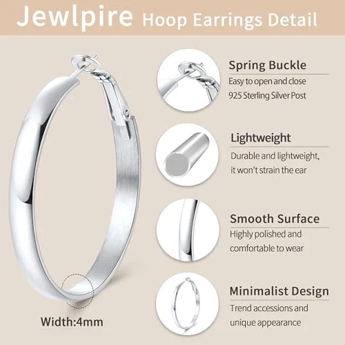 4mm Sterling Silver Hoop Earrings, view 3