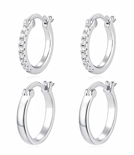 20mm Sterling Silver Huggie Earrings Set