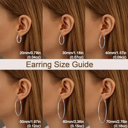 70mm Sterling Silver Hoop Earrings, view 4