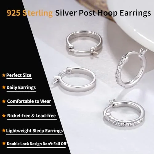 20mm Sterling Silver Huggie Earrings Set, view 2