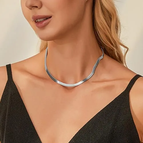 3mm Sterling Silver Herringbone Necklace 3 in, view 2