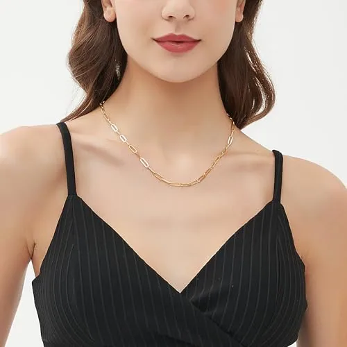 2.5mm 14K Gold over Sterling Silver Paperclip Chain 18 in, view 2