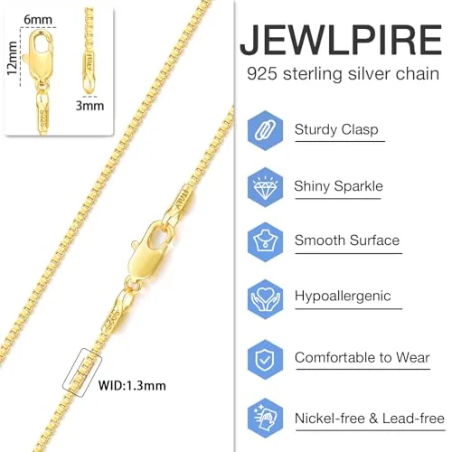1.3mm Gold over Sterling Silver Box Chain 18 in, view 4