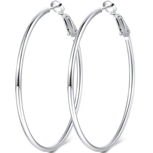 70mm Sterling Silver Hoop Earrings