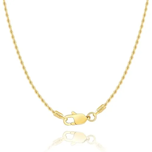1.35mm 18K Gold over Sterling Silver Rope Chain 24 in