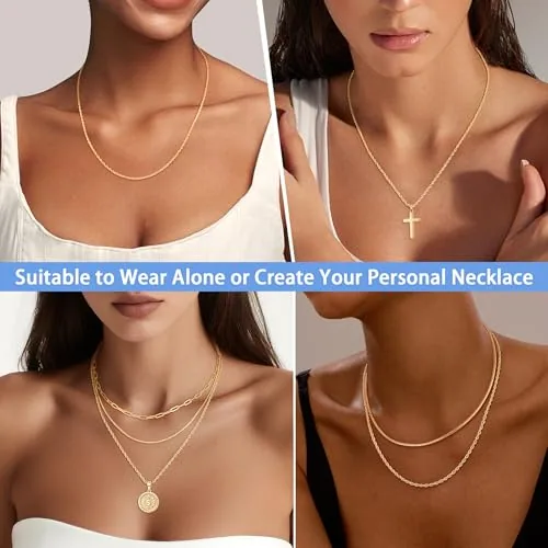 2mm 14K Gold over Sterling Silver Rope Chain 22 in, view 4