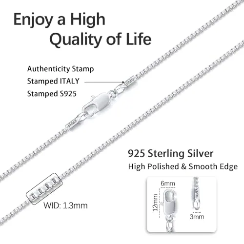 1.3mm Sterling Silver Box Chain 20 in, view 4