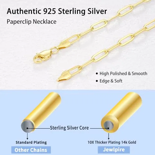 4mm 14K Gold over Sterling Silver Paperclip Chain 20 in, view 2